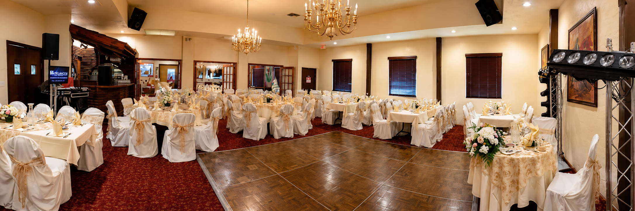 El Sombrero banquet room set up for a private event